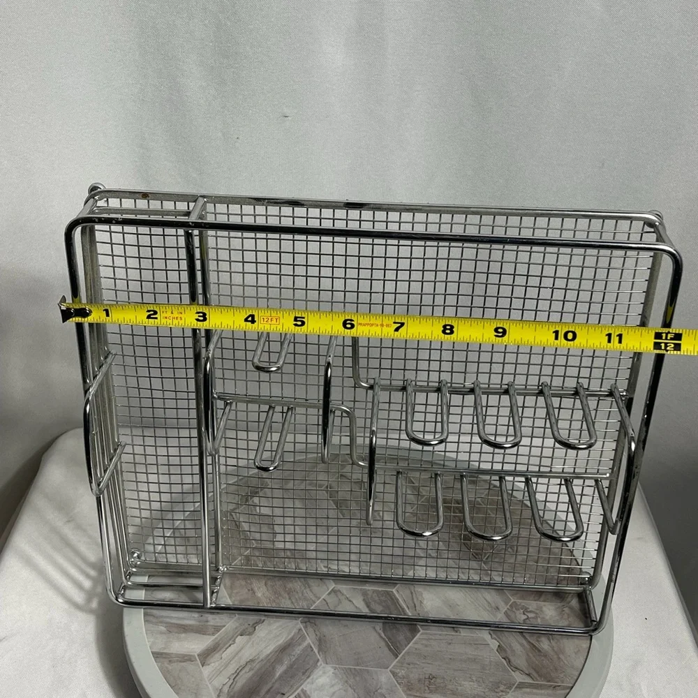 Chrome Wire Mesh Utensil Rack Countertop Kitchen Organizer 12x12